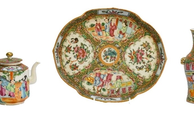 A 19th century Canton famille rose lobed dish (a.f.),...