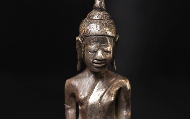 18thC Solid Cambodian Miniature Silver Buddha