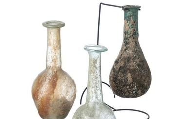 Three Roman glass vials