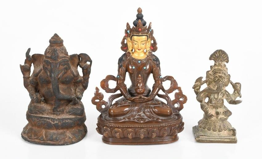 Three Small Asian Bronze Figures of Deities