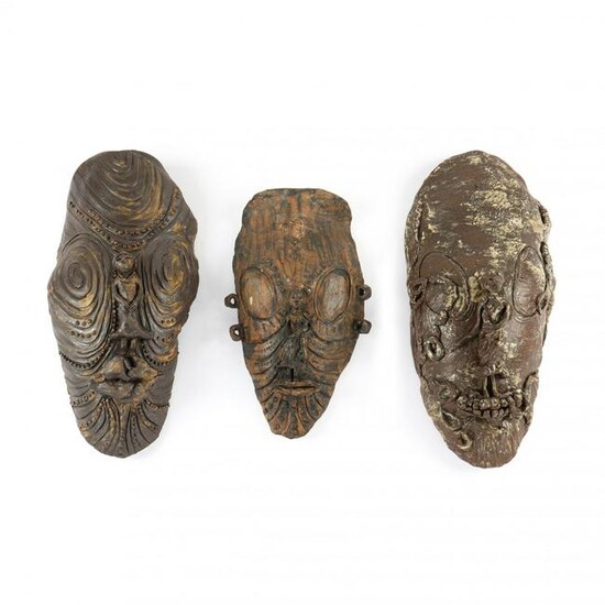 Three Studio Pottery Slab Masks