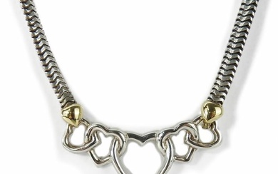 Tiffany Necklace Pendant Heart K18 YG 750 925 Gold Silver Approx. 21.4g Women's TIFFANY&Co. jewelry