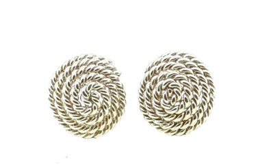 Tiffany & Co - A pair of rope style ear studs, circular dome of coiled rope, diameter 1.8cm, post