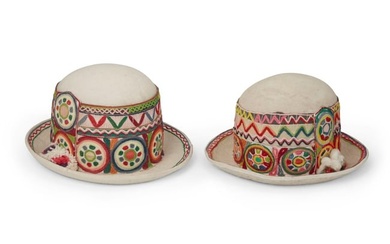 Two Bolivian embroidered felt bowler hats
