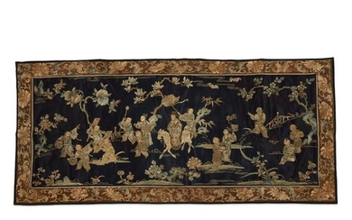 Two Chinese silk embroidered panels, Qing dynasty, 19th