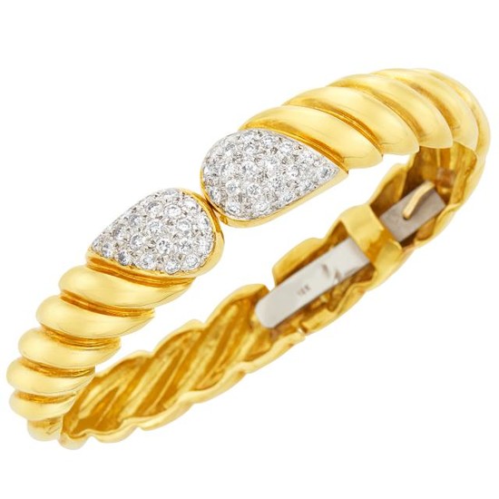 Two-Color Gold and Diamond Bangle Bracelet