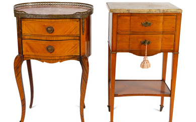 Two Louis XV Style Marble-Top Side Tables