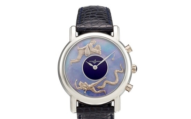 ULYSSE NARDIN | SAN MARCO, REFERENCE 769-20, A PLATINUM HOUR REPEATING AND HALF HOUR STRIKING WRISTWATCH WITH EROTIC AUTOMATON AND MOTHER-OF-PEARL DIAL, CIRCA 1998