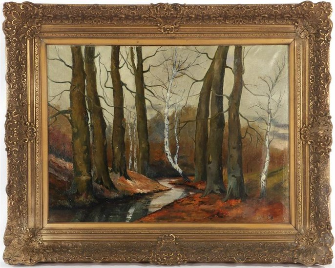 Unclearly signed, Forest landscape with beech and birch