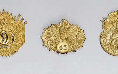 Une plaque de shako d'officier de grenadiers du 9e régiment de la garde nationale, modèle...