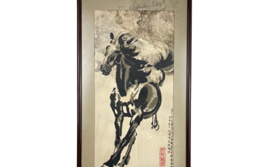 徐悲鸿版画 奔马 VINTAGE CHINESE PRINT GALLOPING HORSE