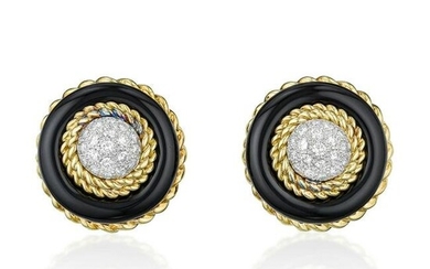 Van Cleef & Arpels Black Onyx and Diamond Earrings