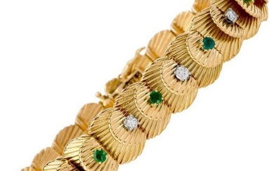 Van Cleef & Arpels Vintage Diamond Emerald 18K VCA Gold Bracelet