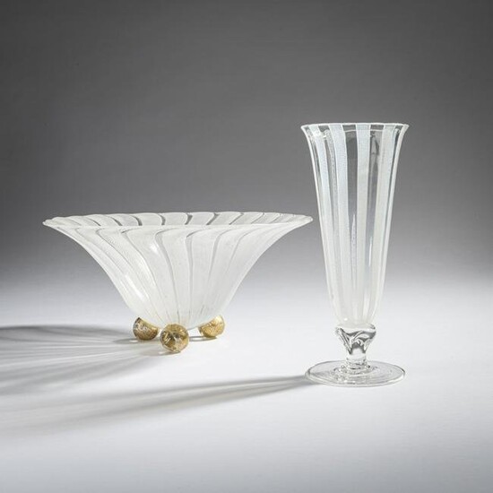 Venini & C., Vase and bowl, c. 1950