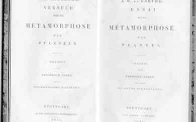 Versuch über die Metamorphose der Pflanzen. Übersetzt von Friedrich Soret, nebst geschichtlichen Nachträgen. - Essai sur la métamorphose des plantes.