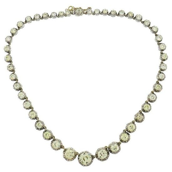 Victorian Diamond Riviere Necklace Silver Rose Gold