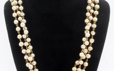 Vintage Chanel Triple Strand Faux Pearl Necklace