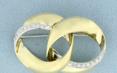 Vintage Diamond Double Circle Pin in 14K Yellow Gold