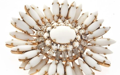 Vintage Glass, Gold-Tone Ruffle Brooch