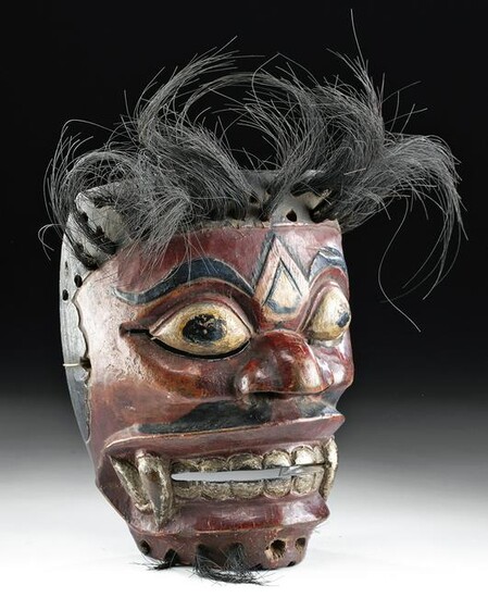 Vintage Java Wood Topeng Mask - Elaborately Decorated