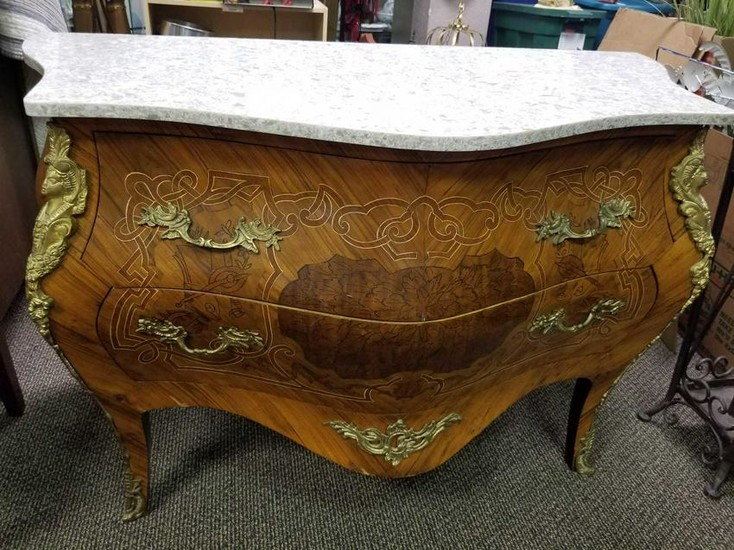 Vintage Louis XV Style Commode with Brass Ormole and