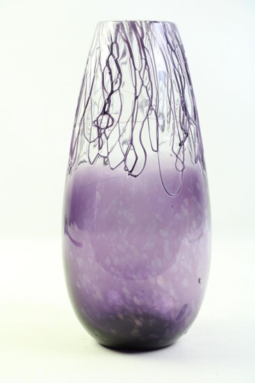 Vintage Studio Threaded Amethyst Glass Vase H:33.5cm