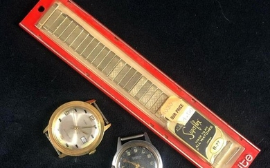 Vintage Wrist Watch Bezel Band Parts Lot Of 3