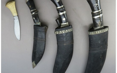 Ⓦ TWO BURMESE SWORDS (DHA), LATE 19TH/20TH CENTURY; A MASSIVE GURKHA KUKRI ...