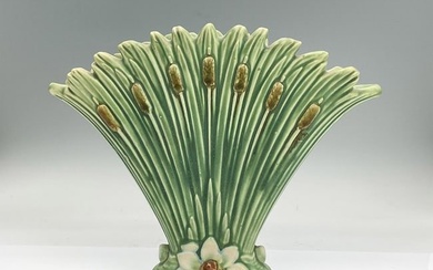 Weller Ware Pottery Vase, Ardsley Cattails & Lilies