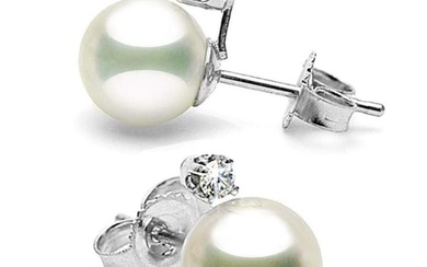 White Akoya Pearl and Diamond Radiance Earrings