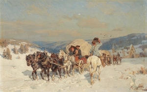 Wilhelm Velten, Winter Landscape with a Carriage and Horseman