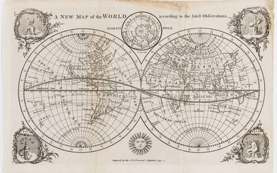 World.- A New Map of the World according to the latest Observations, 1751.