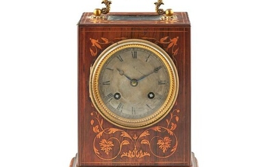 Y FRENCH ROSEWOOD AND FLORAL MARQUETRY BRACKET CLOCK