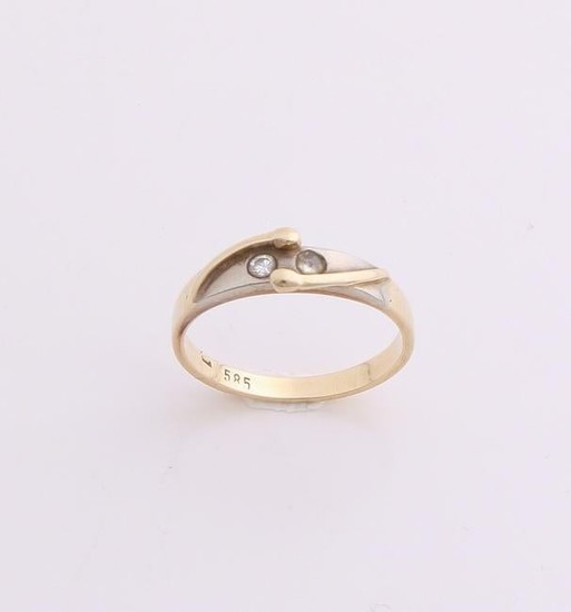 Yellow gold ring, 585/000, with zirconia. Ring with