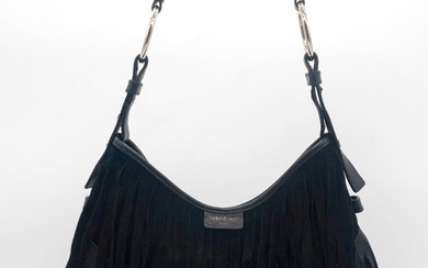 Yves Saint Laurent "La Boheme" black fringe purse