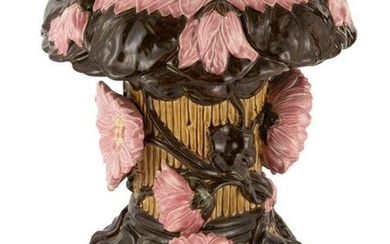 Zsolnay Majolica Lotus Series Pink and Brown Ground