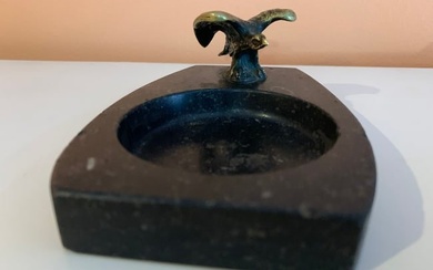 bronze Eagle on marble stand ashtray