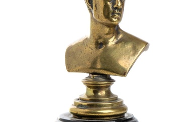 piccolo busto di napoleone in bronzo su base lignea tornita