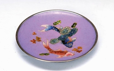 small Cloisonne-plate, Japan, Ginbari, around 1920, purple...