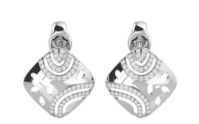0.95 Ct Round White Diamond 18K Gold Earrings For Women