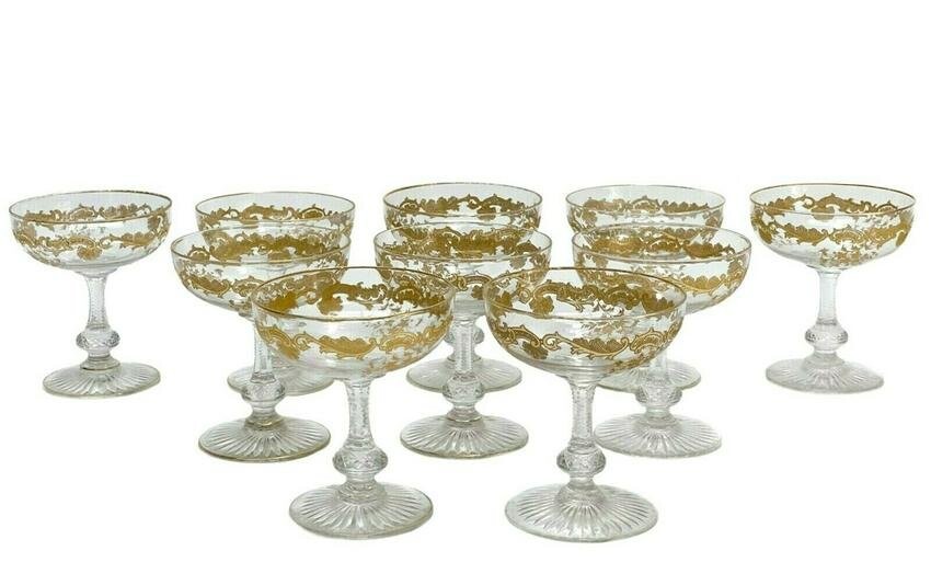 10 Saint Louis Massenet Clear Glass Champagne Coupes