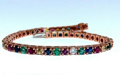 10.30Ct Natural Gem-Line Spinel Emerald Sapphire Ruby Diamond Bracelet 14Kt