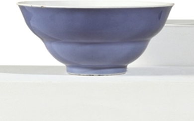 A 'CLAIR-DE-LUNE'-GLAZED OGEE-FORM BOWL QIANLONG SEAL MARK AND PERIOD