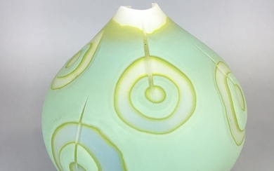 Ethan Stern Celadon Target Art Glass Vase, Seattle, Washington, c. 2005, blown glass, signed, ht. 8 in.