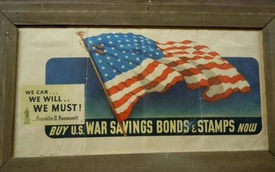 WWII FDR PROPAGANDA POSTER BUY US WAR BONDS USA FLAG