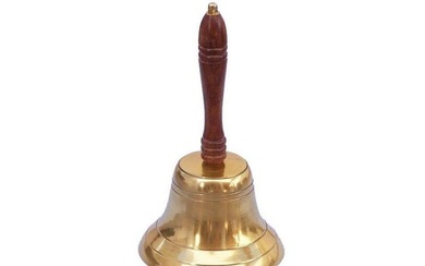 11" Brass Plated Hand Bell with Wood Handle