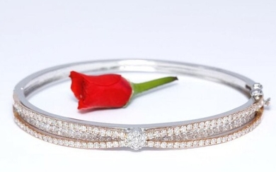 14 K White & Rose Gold Designer Diamond Bracelet