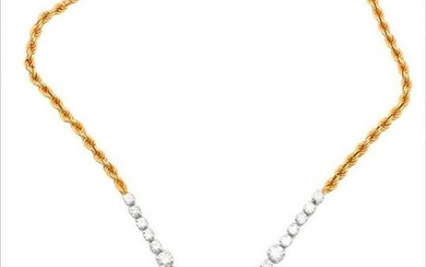 14 Karat Yellow and White Gold Chain and Pendant