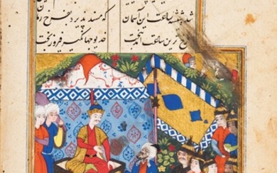 'ABDULLAH HATIFI, (D.1454 AD), TWO WORKS BOUND IN ONE VOLUME: KHOSROW WA SHIRIN AND TIMURNAMA, PERSIA, KHURASAN AND QAZWIN, SAFAVID, CIRCA 1570-80