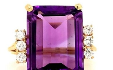 14K Vintage diamond & amethyst ring